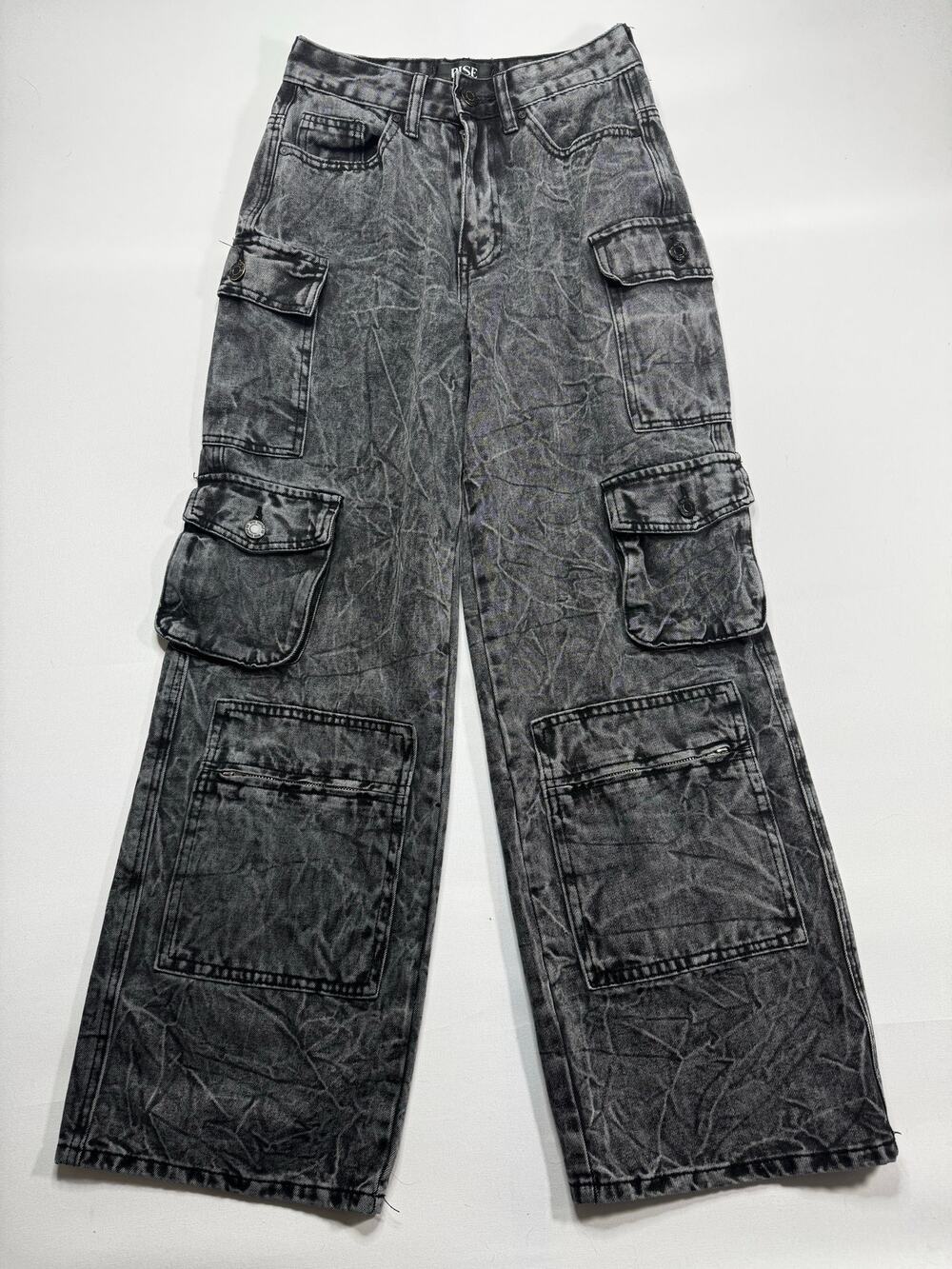 Rise Supply Co. Women's Wide‎ Leg Cargo Black  Jeans - Size 3 (24x28)*